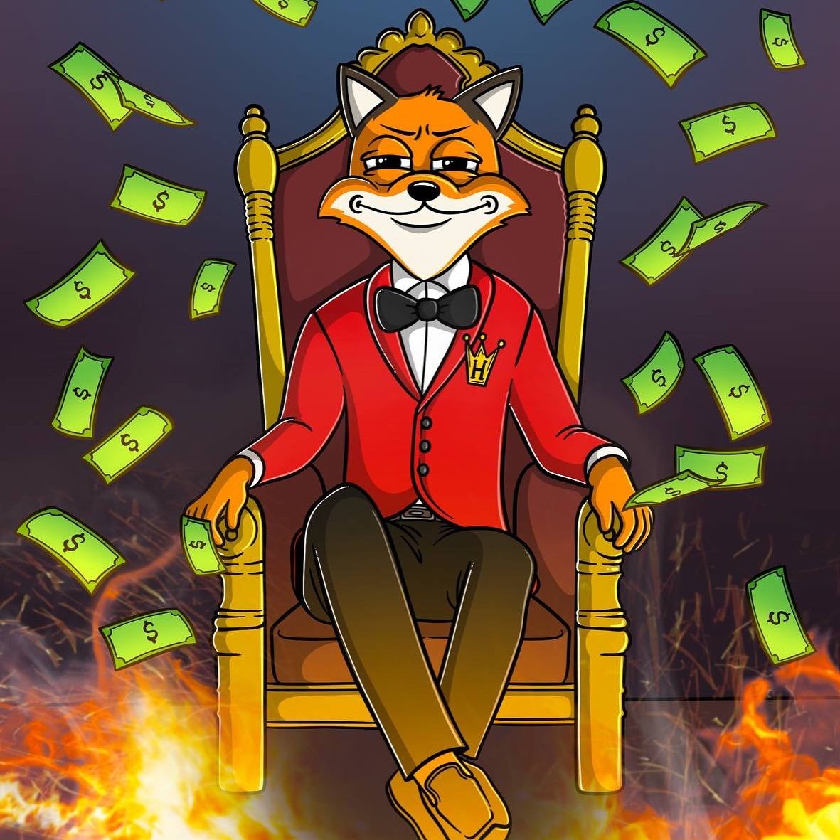 Flash The Fox on Throne